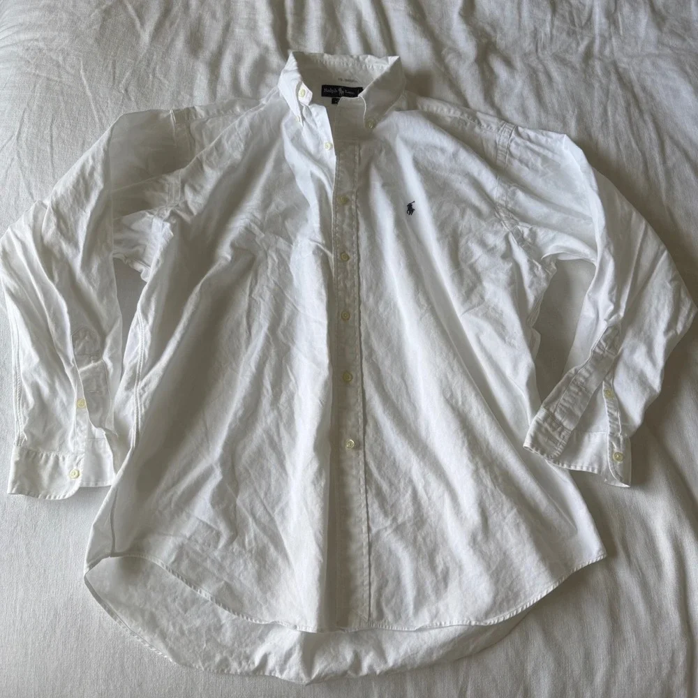 90's Polo Ralph Lauren Blaire Large White Cotton‎ Button Down Shirt Long Sleeve